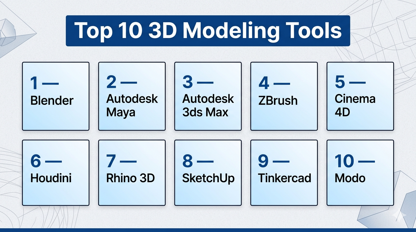 Top 10 3D Modeling Tools: Features, Pros, Cons & Comparison – Bangalore ...