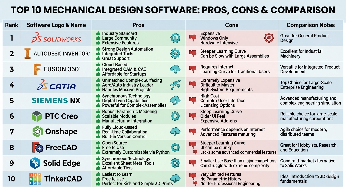 Top 10 Mechanical Design Software Pros, Cons & Comparison – Bangalore Orbit