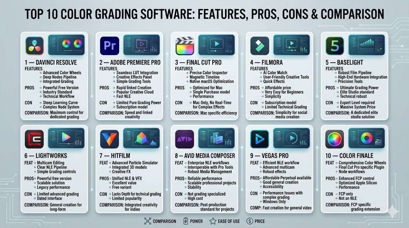 Top 10 Color Grading Software Features, Pros, Cons & Comparison ...