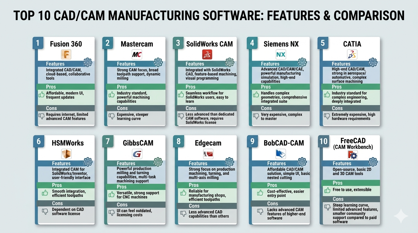 Top 10 CAD/CAM Manufacturing Software Features, Pros, Cons & Comparison ...